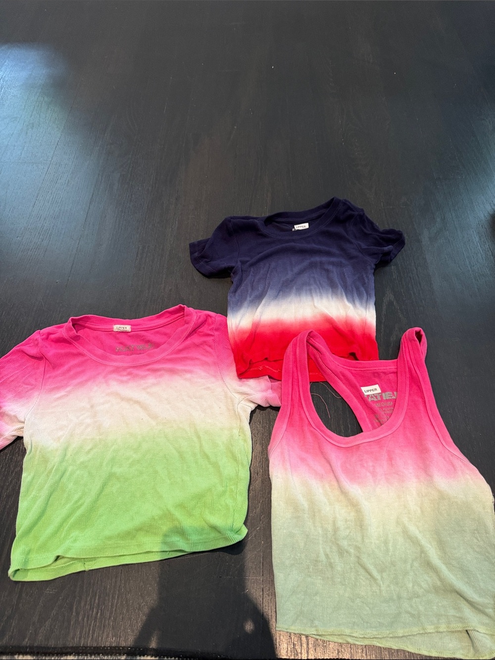 Katie J NYC Girls Ombre Tank & Tee Set - Pink, Navy & Green